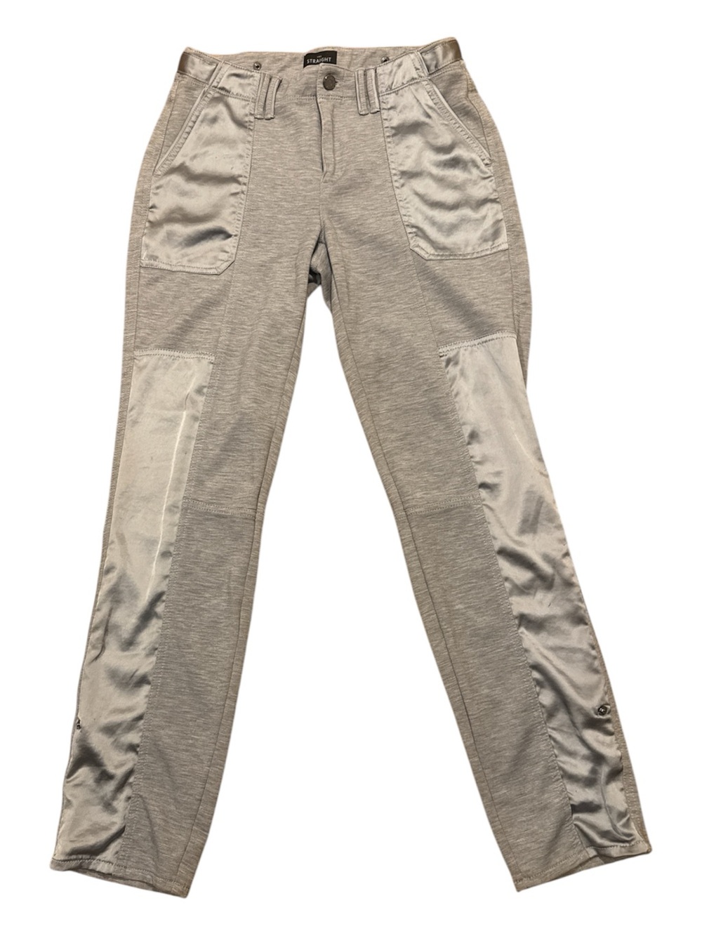 White House Black Market Light Gray Patchwork Track Pants